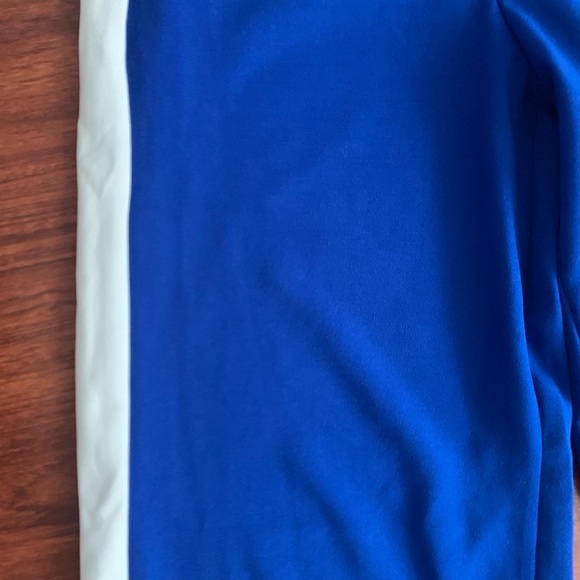 Blue and White Side Stripe Sport Wide Leg Pants - Picture 2 of 5